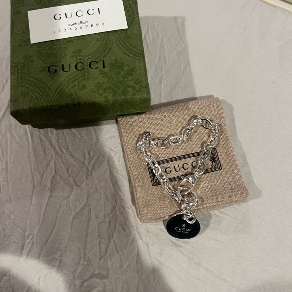 Gucci Sterling Silver Trademark Charm Bracelet Worn once